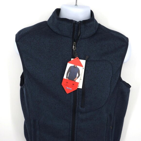 Free Country Mens Small Navy Full-Zip Fleece Vest With Pockets NWT $90 - Picture 4 of 4
